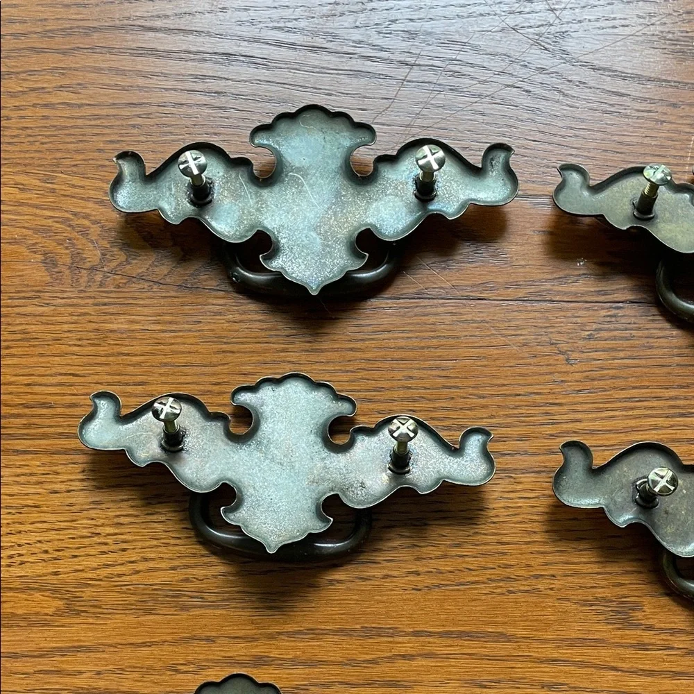 Vintage large Brass Drawer Pulls - Set of 8